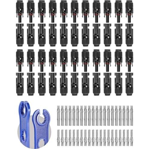 22 Pairs 1000V 30A Solar Connectors with Spanners IP67 Waterproof Solar Panel Male/Female Cable Wire Connection Plug and