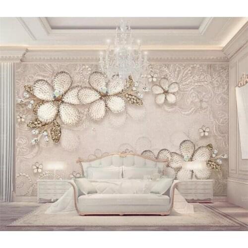 European Style Luxury Wallpaper 3D Stereo Embossed Flowers Mural Living Room TV Sofa Background Wall Papers Papel De Parede Sala