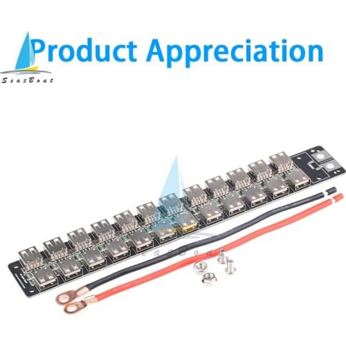 24 Port USB Fast Charger Socket Board 240W 2A Centralized Power Supply Plugboard Input 4.8V-5.2V with 12AWG Silicone Wire