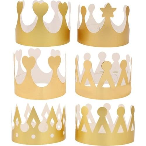 50pcs Golden King Crown Gold Foil Paper Party Paper Hat Cap for Birthday Celebration Baby Shower Photo Props Wedding Anniversary