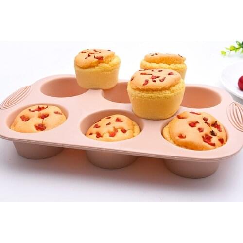 Mini Muffin 6 Holes Silicone Round Mold DIY Cupcake Cookies Fondant Baking Pan Non-Stick Pudding Steamed Cake Mold Baking Tool