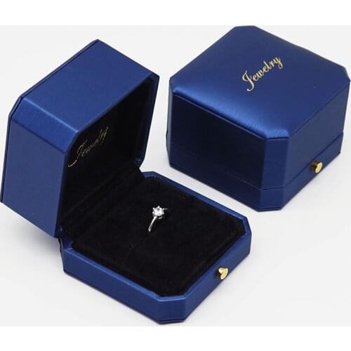 Blue PU Leather jewelry boxes packaging wedding Finger Ring case Bracelet/Bangle/Pendant jewellery organizer Christmas gift