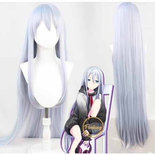 Yoisaki Kanade Cosplay Heat Brown Resistant Synthetic Long Blue Hair Wig Halloween Party + Free Wig Cap