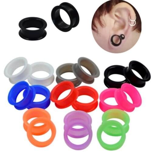 2pcs Candy Colors Ear Expansion Gauges Silicone Ear Piercing Plugs tunnels Fashion Ear Stretcher Expander Sexy body jewelry