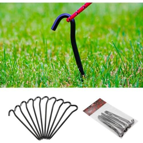 Ultra-Light Tent Stake Portable 7-Shaped Ground Nails Portable Aluminum Tent Nail Sky Curtain Mat Fixing Nails Camping Accessory
