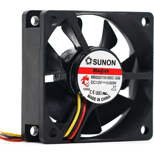 Brand New For Sunon MB60201V3-000C-G99 60*60*20mm DC12V 0.60W silent 23DBA 2800RPM 16.5CFM axial cooling fan
