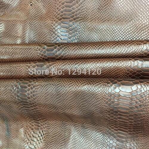 Vintage Snake Emboss Genuine Brown Cow Leather Piece for Handbag/ Clutch,Free Shipping