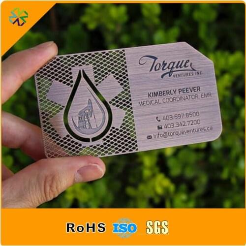 Black Metal Business Card With White Spot Coloring and Silver Laser Etching