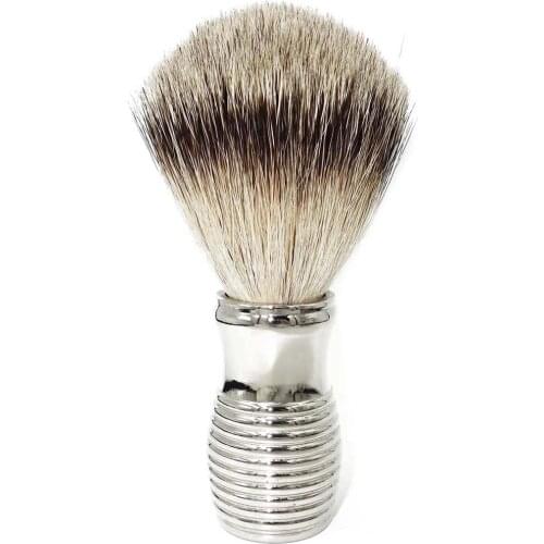 WLONG Top Quality Silver Tip Pure Soft Honey Badger Hair Brush with Heavy Weight Stainless Steel Holder for Men Wet Shaving Tool