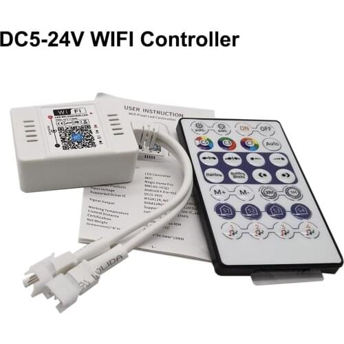 WiFi Voice 2 output SPI Alexa Google Controller for WS2811 WS2812 WS2815 Pixel LED Strip Light IOS Android APP 5-24V