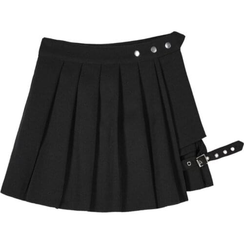 Women Harajuku Irregular Mini Pleated Skater Skirt Asymmetric Cutout Clubwear 649D
