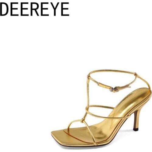 Ladies Fancy T Strap Ankle Round High Heels Womens Sandals Square Toe Buckle Walkable Short Heel For Shoe Wedding Size 33-43