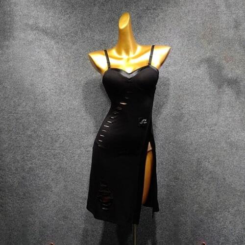 2020 New Sleeveless Bare Back and Shoulder Latin Dance Dress Dancing Performance Women Dress Ballroom Samba Tango W458