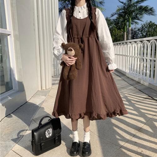 Winter Suspender Dress Autumn and Winter Dress 2020 New Womens High Waist Slimming kawaii clothing sweet lolita dress