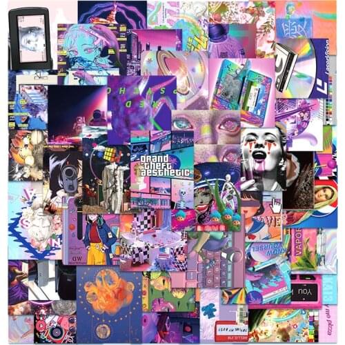 10/30/50pcs/Set INS VSCO Vaporwave Girl Cartoon Graffiti Stickers For Draw-bar frame Childrens Toys DIY Cars Knapsack Computers