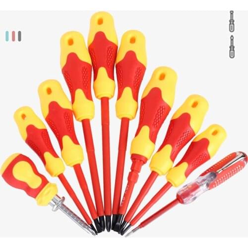 10PCS Insulated Screwdrivers Household Repair Screwdriver Tool Screw Driver Bit Magnetic Phillips Slotted Electrician Hand Tools