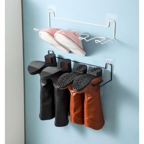 2 Layers Wall Mounted Shoe Rack Slippers Holder Storage Shelf Bathroom Organizer Punch Free Drain Rack Living Home Storage Tools