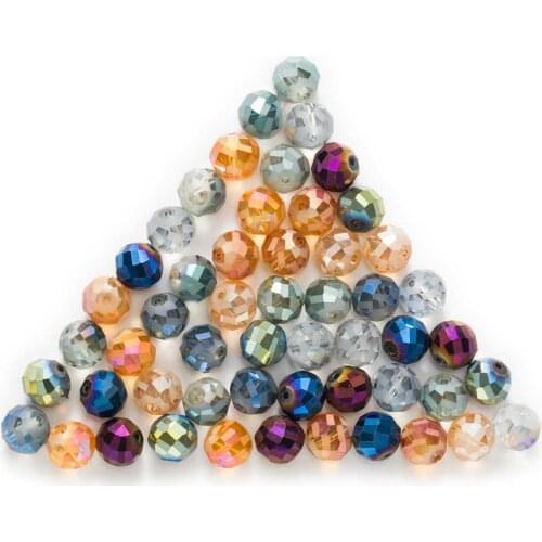 30pcs Round Crystal Glass loose spacer Beads DIY Handmade Headwear Bracelet Jewelry Making Decor Wholesale 8mm