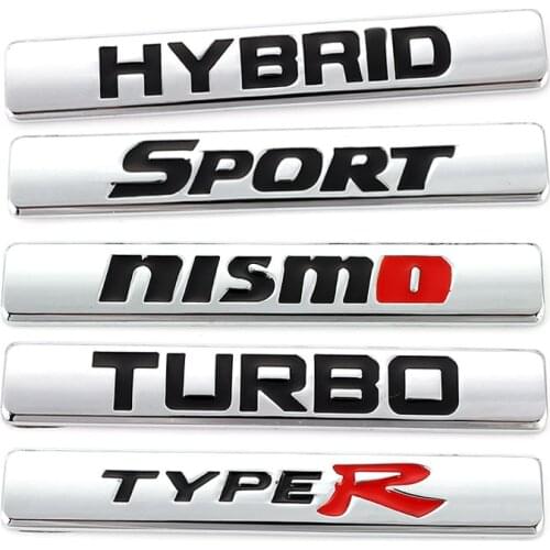 3D Metal Car Stickers Rear Trunk Emblem Badge Decals Nismo TypeR Sport Hybrid Turbo Sticker for BMW Hyundai Honda Toyota Opel