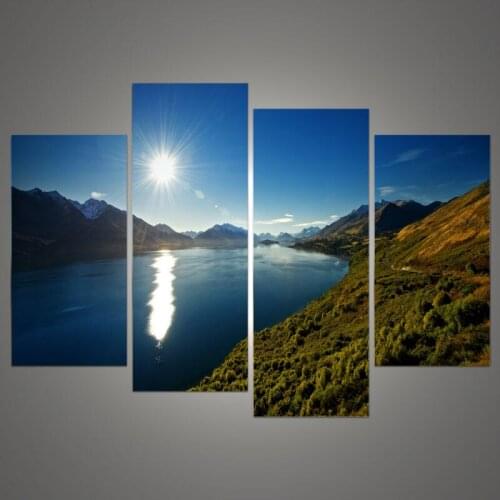 4 Panels Without Frame Cape Lake Sky Sun Canvas Wall Art Home Decoration Living Contemporary Modular Paintings Canvas Print