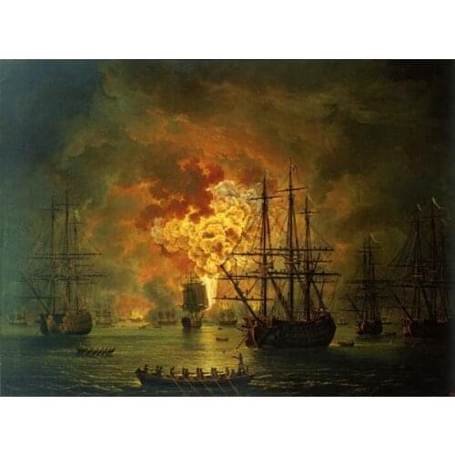 Free Shipping classical seascape ship flames of war scenery canvas prints oil painting printed on canvas art decoration picture