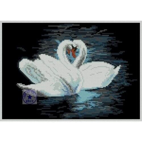 FREE delivery Top Quality lovely beautiful counted cross stitch kit swan love swans lake at night