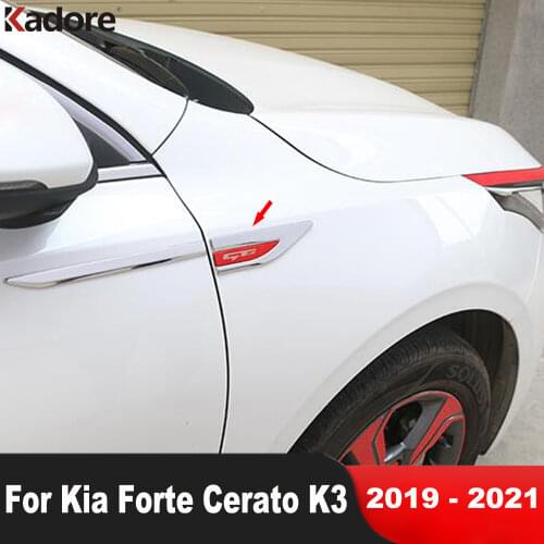 Side Fender Emblem R Line Logo Mark Sticker For Kia Cerato Forte K3 2019 2020 2021 Stainless Steel Car Styling Accessories 4pcs