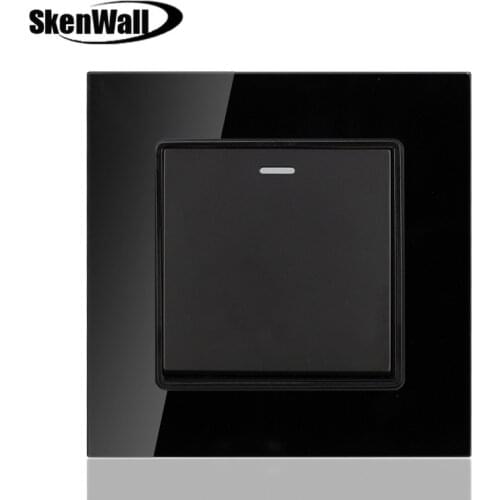 1 2 3 4 Button Household Wall Press ON/OFF Switch With Led Tempered Glass Mirror Momentary Switches Like DoorBell Switche