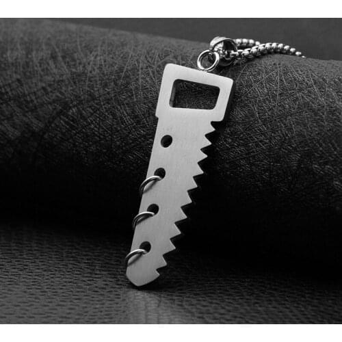 Punk Chain Saw Tool Hunter Choker DIY Necklace Statement Hip Hop Heavy Metal Thick Stainless Steel Pendant Necklace Jewelry Gift