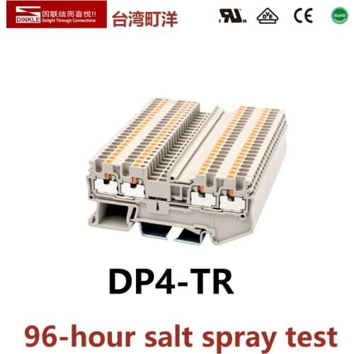 DINKLE DP4-TR two in two output Spring-cage Strip Wire Connection Electrical Connector Din Rail Terminal Block Phoenix ST4
