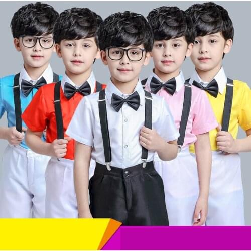 ChildrenS Jazz Dance Costumes Student Chorus Suits Boys Host Short-Sleeved Stage Party Performance Clothes Summer Wear DWY2055