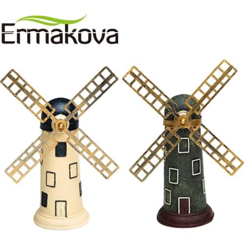 ERMAKOVA 14cm(5.5") Resin Dutch Windmill Statue Holland Windmill Figurine Furnishing Articles Home Decoration Ornaments