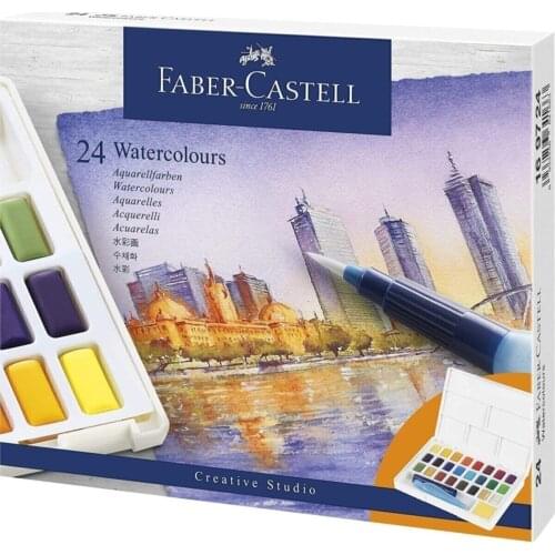 Faber-Castel 24 Colors Watercolor Paint Set for Artist Painting Supplies