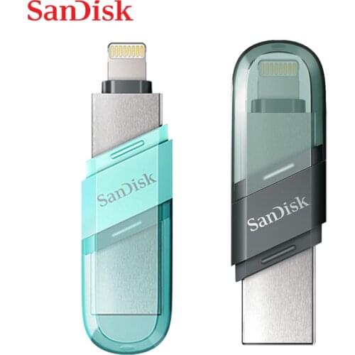 SanDisk USB Flash Drive iXpand Flip OTG Lightning USB 3.1 Stick 256GB 128GB 64GB Pen Drive MFi For iPhone & iPad and USB Type-A