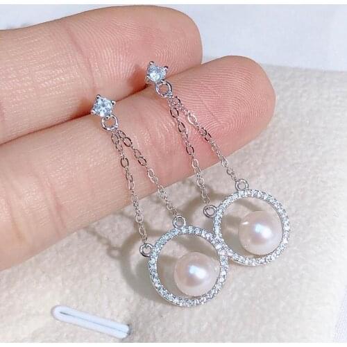 Nice Quality 925 Sterling Silver Earrings Findings Settings Base Mountings Parts Mounts for Pearls Agate Crystal Stones Jade