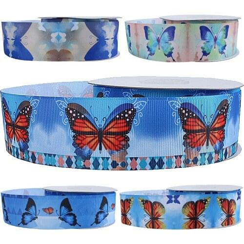 FLRA Ribbon (50 yards/lot) Wholesale cartoon ribbon, 1-1/2" beautiful butterfly printed grosgrain ribbon