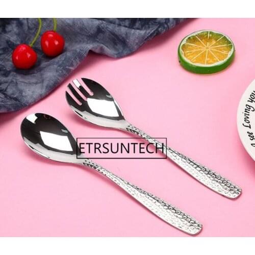 100pcs Stainless Steel Salad Servers European Style Salad Spoon Fork Salad Serving Tableware Kitchen Pasta Tools