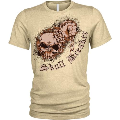 Skull Breaker Biker Gothic Rider Skeleton Fighter gang T-Shirt Mens Tee