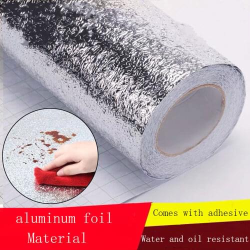 Aluminum Foil Kitchen Wall Sticker Oil-Proof Self-adhesive Cabinet High Temperature Wall Paper Thickening Kitchen Range Stickers