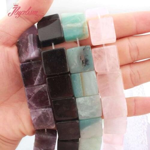 Natural Amazonite Amethyst Quartz Agates Square Stone Beads Loose Beads For Jewelry Making DIY Bracelet Necklace Strand 15 Inich