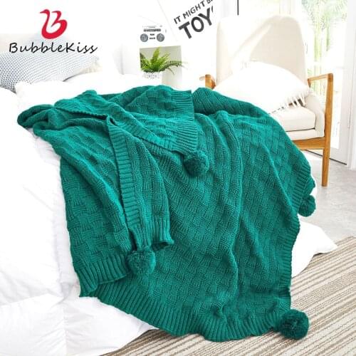 Bubble Kiss Throw Blanket Modern Style Solid Color Knitted Blanket Spring Autumn Blanket Sofa Bed Cover Soft For Bedroom Decor