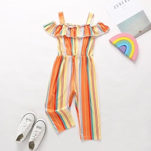 Baby girl clothing summer new casual striped sling jumpsuit wide leg pants for girls childrens clothing girl sling jumpsuits