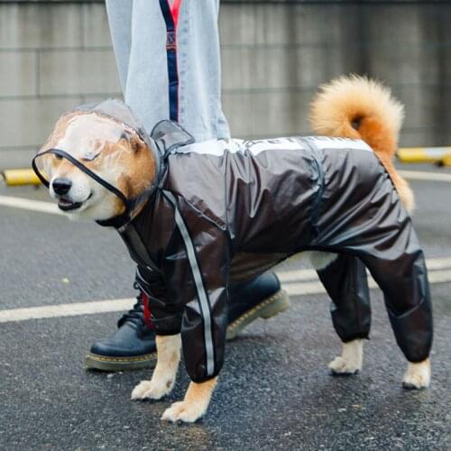 SHUANGMAO XS-7XL Pet Dog Raincoat Jumpsuit Rain Coat for Dogs Transparent Waterproof Golden Retriever Large Dog Clothes Jacket