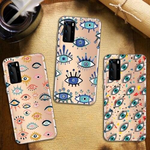Pink Evil Eye pattern Phone Case Transparent for Huawei honor nova c x 7 8 3 4 9 65g se v t play pro lite