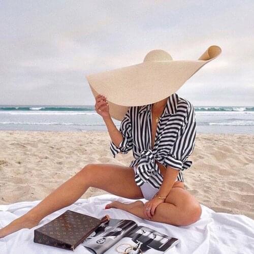 70cm Oversized Beach Hats For Women Large Straw Hat UV Protection Foldable Sun Shade Hat Wholesale Dropshipping