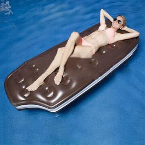 Chocolate Inflatable Floating Bed Swimming Rings Air Mattresses Environmentally Friendly PVC Floating Row For Pool Water Sports