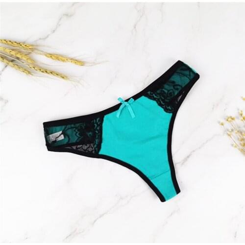 New Arrival 2020 Women Sexy Lace G-Strings Cotton Blend Thongs Underwear Cotton Women Briefs Panties
