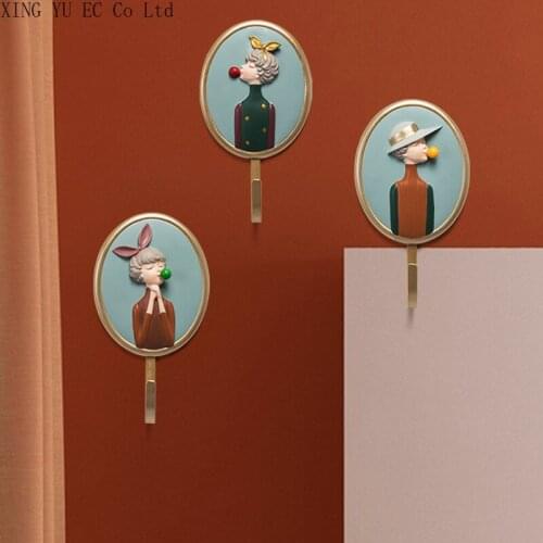 Light Luxury Creative Cute Resin Hook Wall Decoration Hook Hanging Clothes Key Coat Hook Living Room Bathroom Decoration