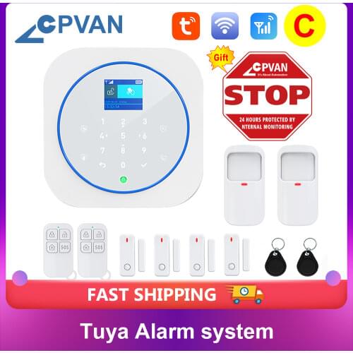 Tuya Wifi GSM Alarm System 433MHz Home Burglar Alarm Wireless Detector RFID Touch Keyboard 11 Languages Compatible Alexa