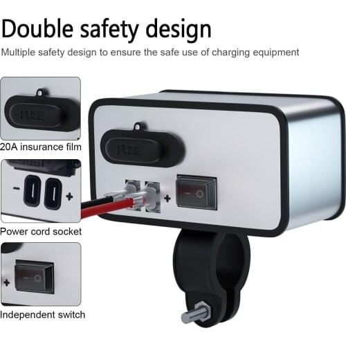 Motorcycle mobile phone USB charger waterproof PD fast charge cigarette lighter with switch actual inspection voltage schedule